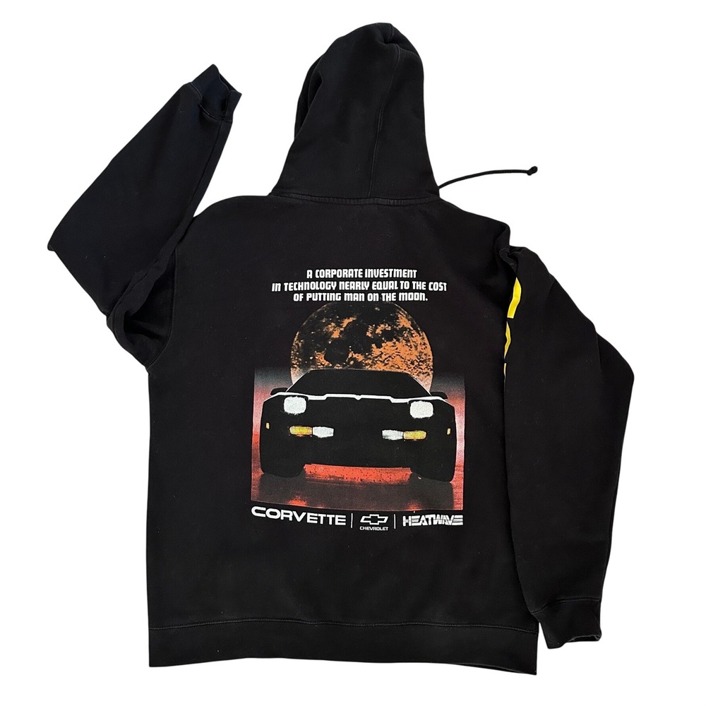 Heatwave Chevrolet Corvette C4 Graphic Hoodie Mens Large Black GM Licensed Sweat